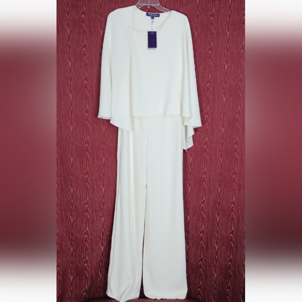 RALPH LAUREN PURPLE LABEL Beige Cape Jumpsuit  Cocktail Dinner Party Women's 4